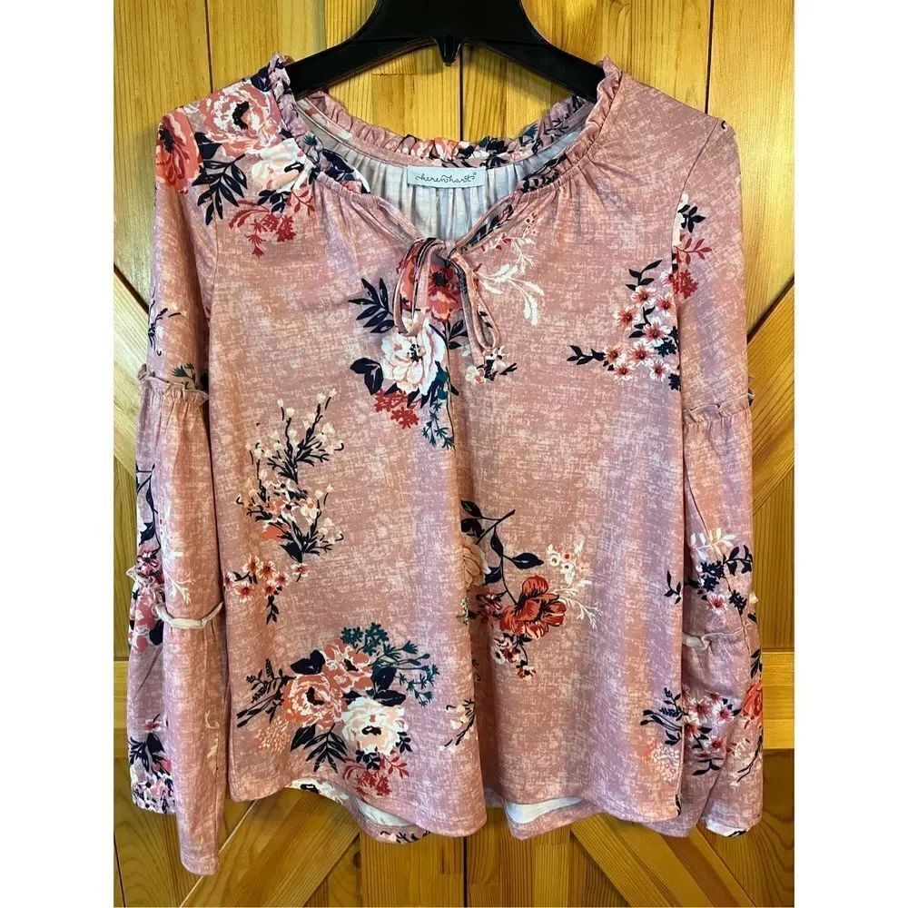 Keren Hart Coral Floral Print Size Small Women’s Blouse nwt (3042)